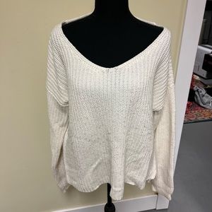 White cable knit sweater